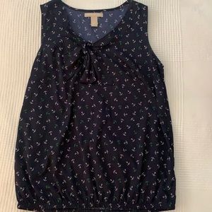 Navy sleeveless blouse with anchors